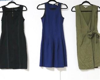 117a - Group of 3 Dresses by Banana Republic Black & Blue Dresses - size 4 Olive Dress - size 2
