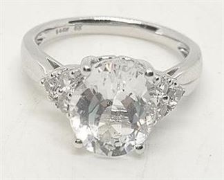 118 - 14K White gold gemstone ring
