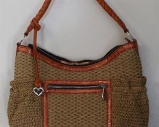 120 - Brighton Woven Handbag w/ Leather Handbag
