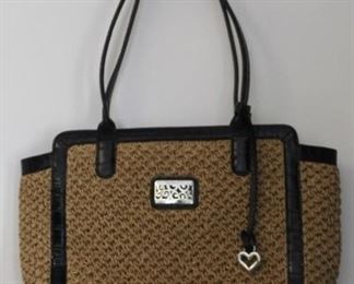 130 - Brighton Woven Handbag w/ Leather Accents
