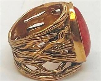 138 - Barse Thai ring w/ reddish orange stone size 6 1/4
