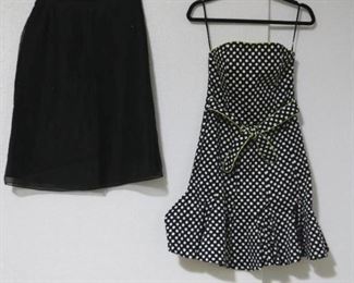 146a - Strapless Dress & Black Beaded Sheer Overlay Skirt Black & White Strapless Dress by Sara Jane, size 4 Skirt by Anne Taylor, size 8
