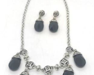151 - Brighton black crystal necklace & earrings 17" necklace
