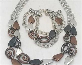 168 - Brighton Melange gun metal necklace & bracelet 8" bracelet 18" necklace
