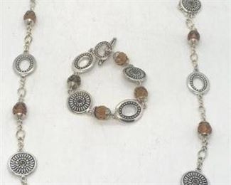 186 - Brighton brown crystal necklace & bracelet 7" bracelet 34" necklace
