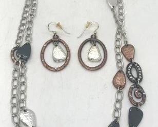 186a - Brighton Melange necklace & earrings Sterling and 14K
