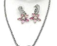 193 - Brighton Garden of Dreams 3 pc jewelry set 18" pendant necklace hinged bangle
