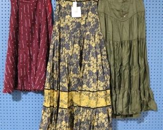193a - Three Skirts by Anthropologie Olive Green - size 6 Maroon - size s Navy & mustard - size s
