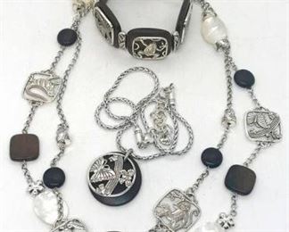 204 - Brighton animal brown wood bracelet & necklaces 40" necklace 17" pendant necklace 7" bracelet
