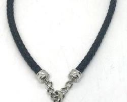 221 - Brighton silver & woven leather 18" necklace

