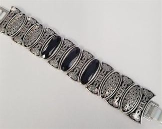 222 - Brighton 7.5" bracelet w/ black faceted crystals
