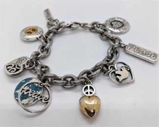 222x - Brighton Peace Theme Charm Bracelet 8" long
