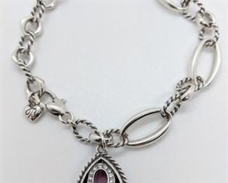 256 - Brighton Breast Cancer Pendant Bracelet 8" long
