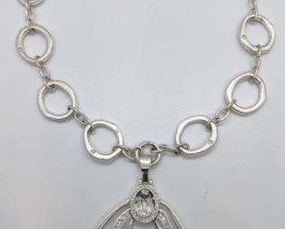 258 - Brighton Brushed Metal-Dream Big-Pendant Necklace 18" long chain 2 1/2" pendant
