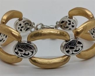 269 - Brighton Brushed Gold and Silver Bracelet 8" long
