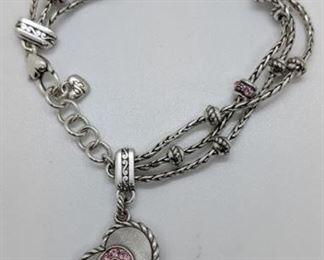 275 - Brighton Breast Cancer Pendant Bracelet 8" long
