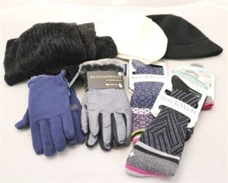 276a - Lot of Warm Weather Accessories 2 hats, scarf, new gloves & socs
