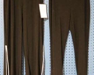 293a - Pair of Embellished Formal Knit Black Slacks Both still have tags on - never worn Rhinestone pair has slits on sides - size small Pearl Pair by Joseph Ribkoff - size 8 (legging style)
