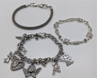 297 - Lot of 3 Silver Bracelets
