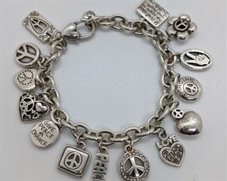 303 - Brighton "Peace" Charm Bracelet 7 3/4" long
