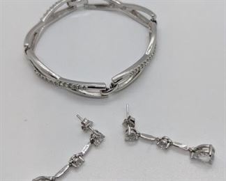 305 - Silver & Crystal Earrings & Bracelet
