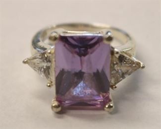 310a - Sterling Silver Amethyst Ring, sz 6 3/4
