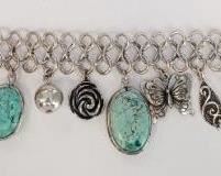 318 - Turquoise charm 7.5" bracelet
