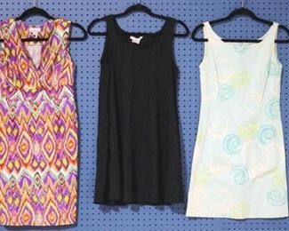 321a - Group Lot of 3 Dresses Mint Green Dress by Becky & Max, size 6 Black Dress by Anne Klein, size s Colorful Dress by Jude Connally, size s
