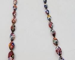 342 - Millefiori Venetian Glass Bead Necklace 28"
