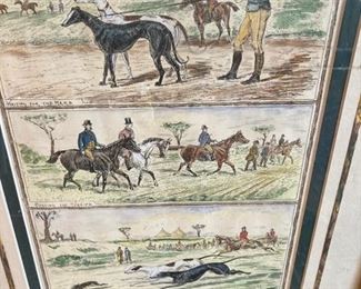 lots of coursing greyhound old prints