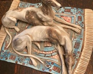 porcelain dog sculpture-signed