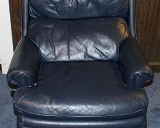 Vintage Blue Leather Recliner Chair