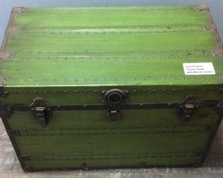 GREEN PAINTED STEAMER TRUNK