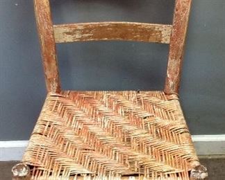 2 ANTIQUE LADDER BACK CHAIRS WITH