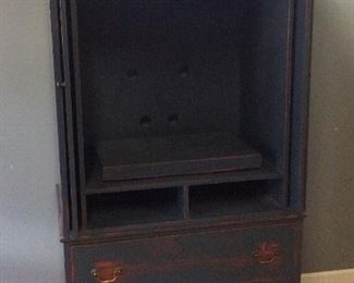 HAND MADE TV ARMOIRE BLUE OVER RED