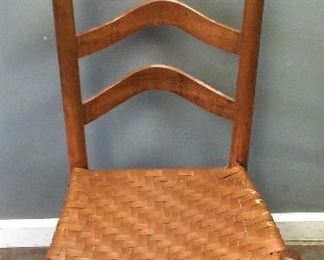 2 ANTIQUE LADDER BACK CHAIRS WITH