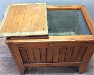ANTIQUE HEART PINE TOP LOAD ICEBOX