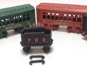 5 PIECE CAST IRON TRAIN SET, EACH 8’’L