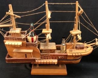 SMALL WOODEN SHIP MODEL, 19’’L BY 13’’H