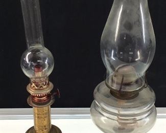 1800’S FRENCH PUMP LAMP & GLASS OIL