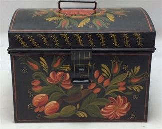 LARGE TOLEWARE TIN TRUNK