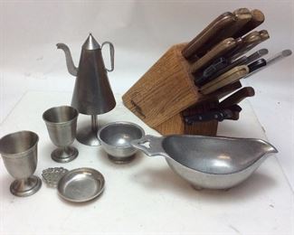 PEWTER AND KITCHEN KNIVES