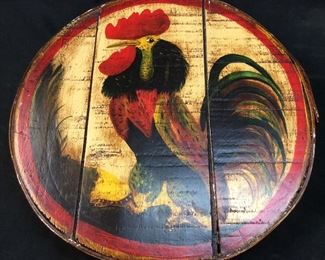 BARRELL TOP ROOSTER DECOR
