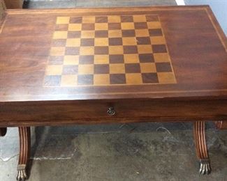 VINTAGE CLAW FOOT CHECKER BOARD TABLE