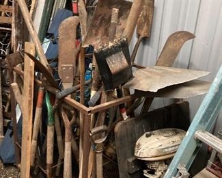 Variety of garden and cutting tools