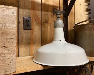 Two White Porcelain Barn Lights