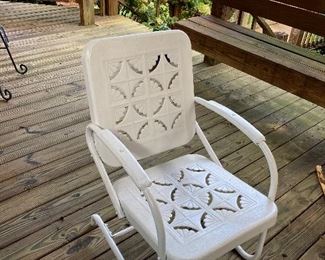 Vintage Metal Lawn Chair Metal Cut Outs Motel Bouncer Chair Mid Century