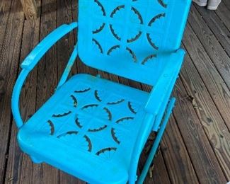Vintage Metal Lawn Chair Metal Cut Outs Rocker Chair Mid Century