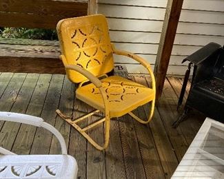 Vintage Metal Lawn Chair Metal Cut Outs Motel Chair Bouncer Chair Mid Century
