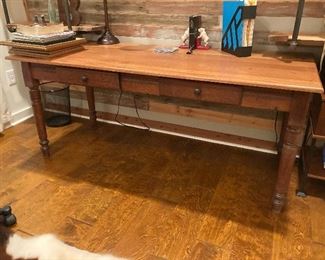 Oak Desk/Table, Two Draws, solid, about 5 feet wide